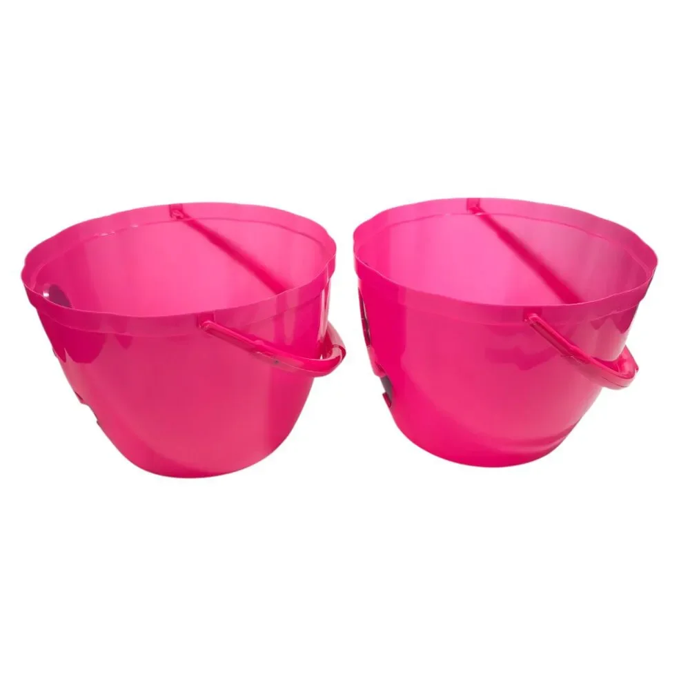 Lot of 2 T-Mobile Pink Plastic Pumpkin Halloween Buckets Trick or Treating